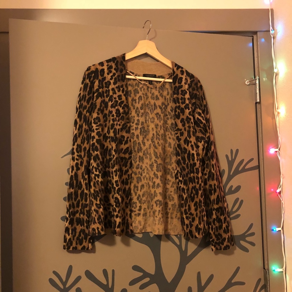 Charter Club Real Cashmere Leopard Print Cardigan